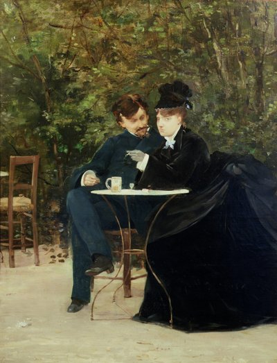 La Confidence (óleo sobre tela colocado a bordo) de Victor Fontaine